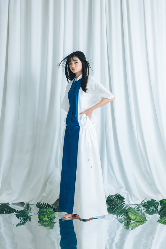 【YOAKE】 ロングギャザースカート(White)