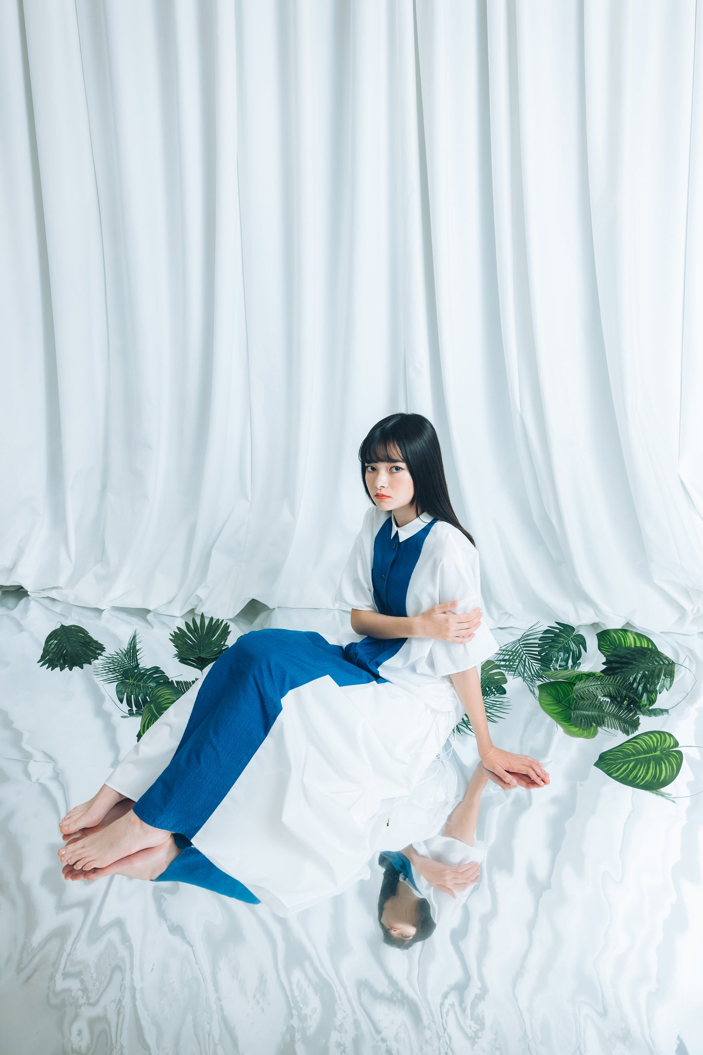 【YOAKE】 ロングギャザースカート(White)