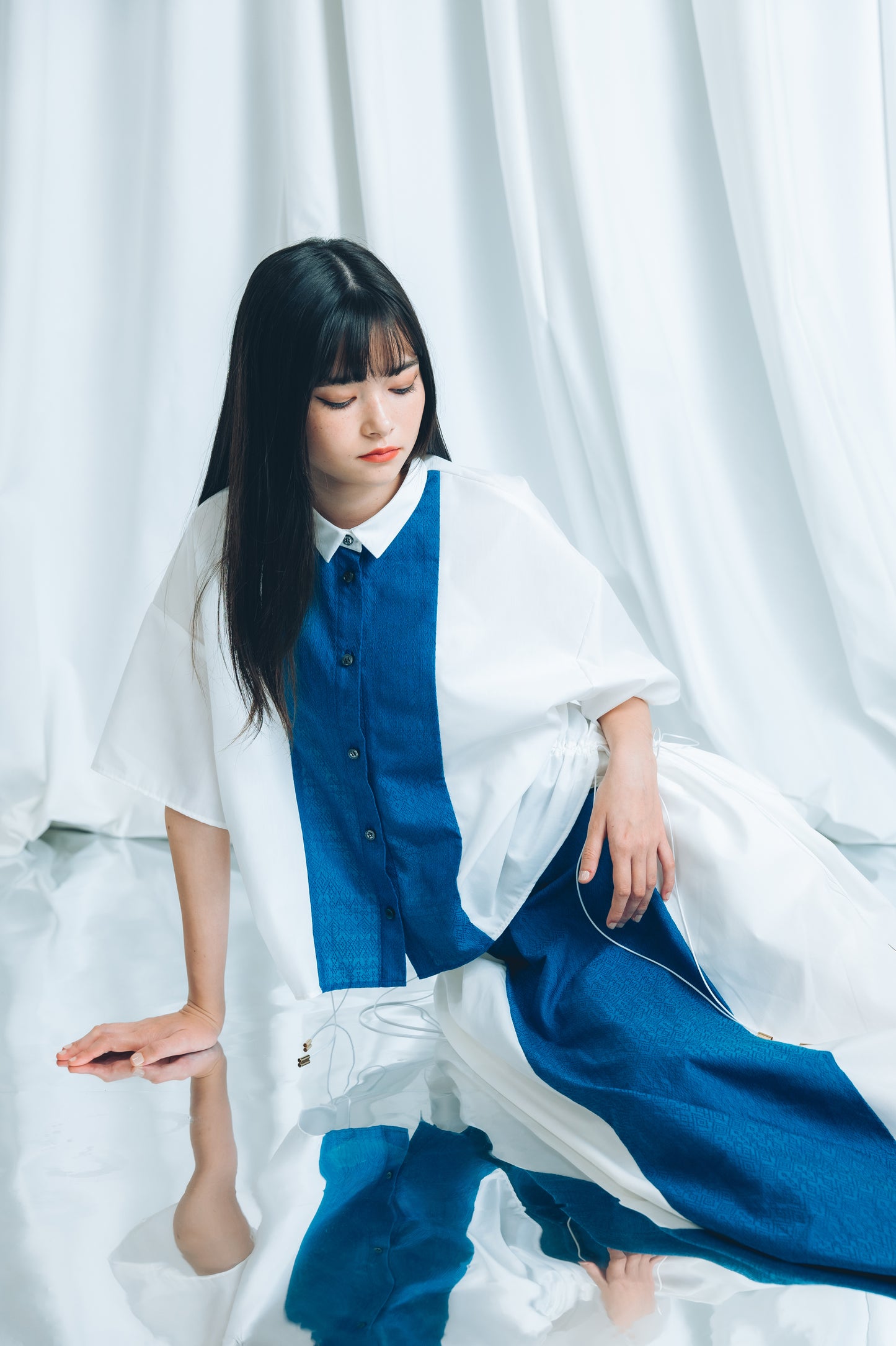 【YOAKE】 ドロストシャツ(White)