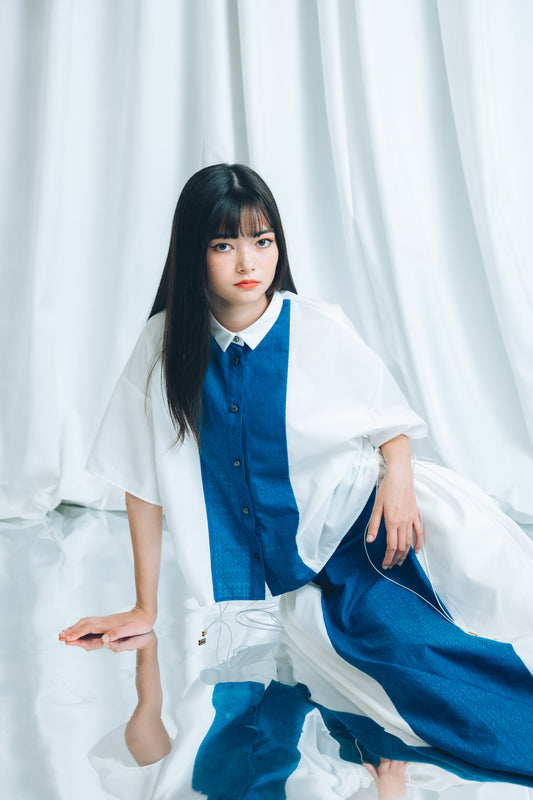 【YOAKE】 ドロストシャツ(White)