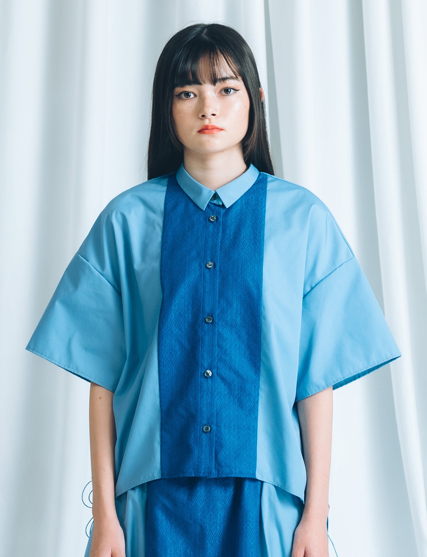 【YOAKE】 ドロストシャツ(Blue)