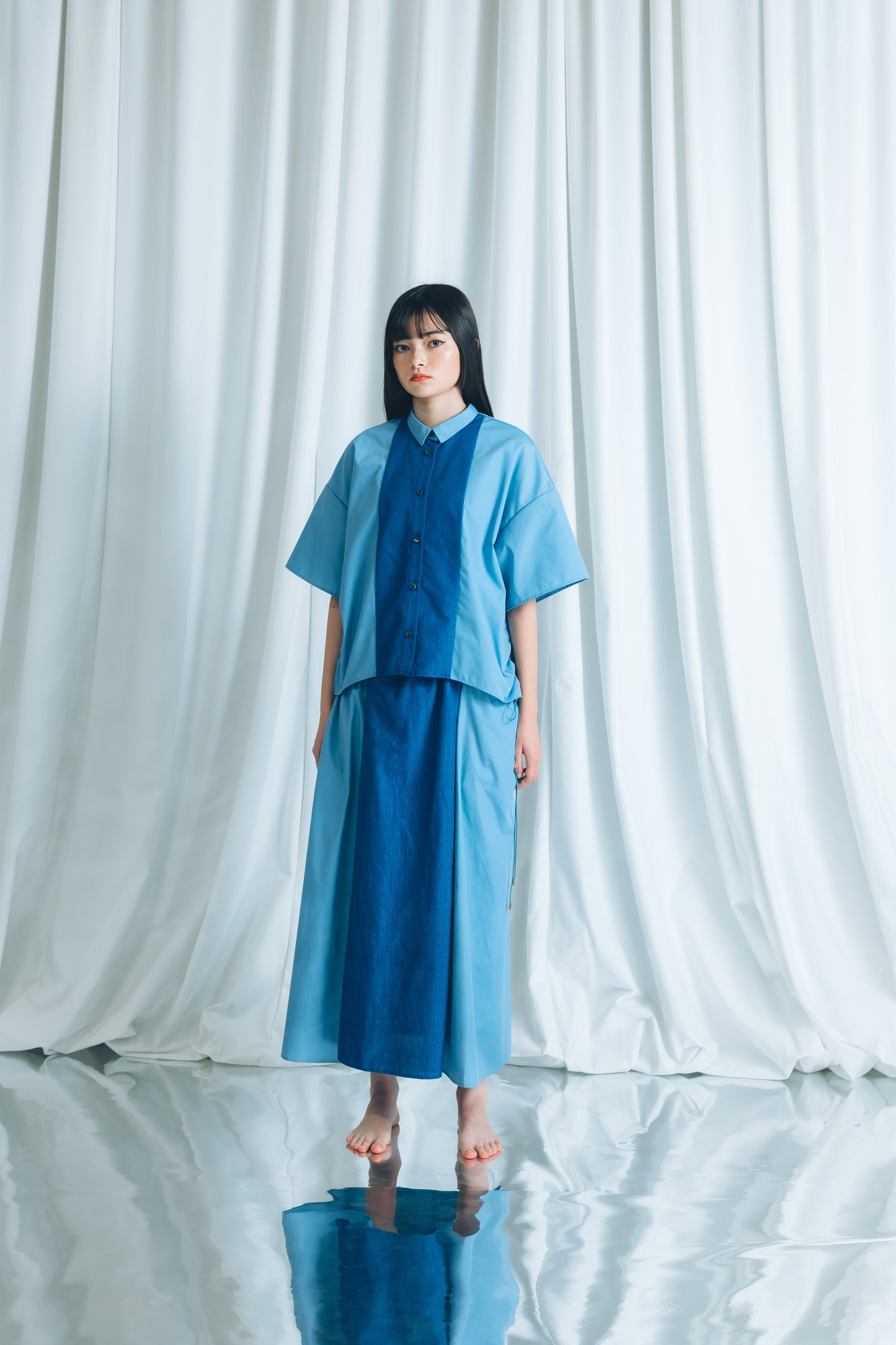 【YOAKE】 ドロストシャツ(Blue)