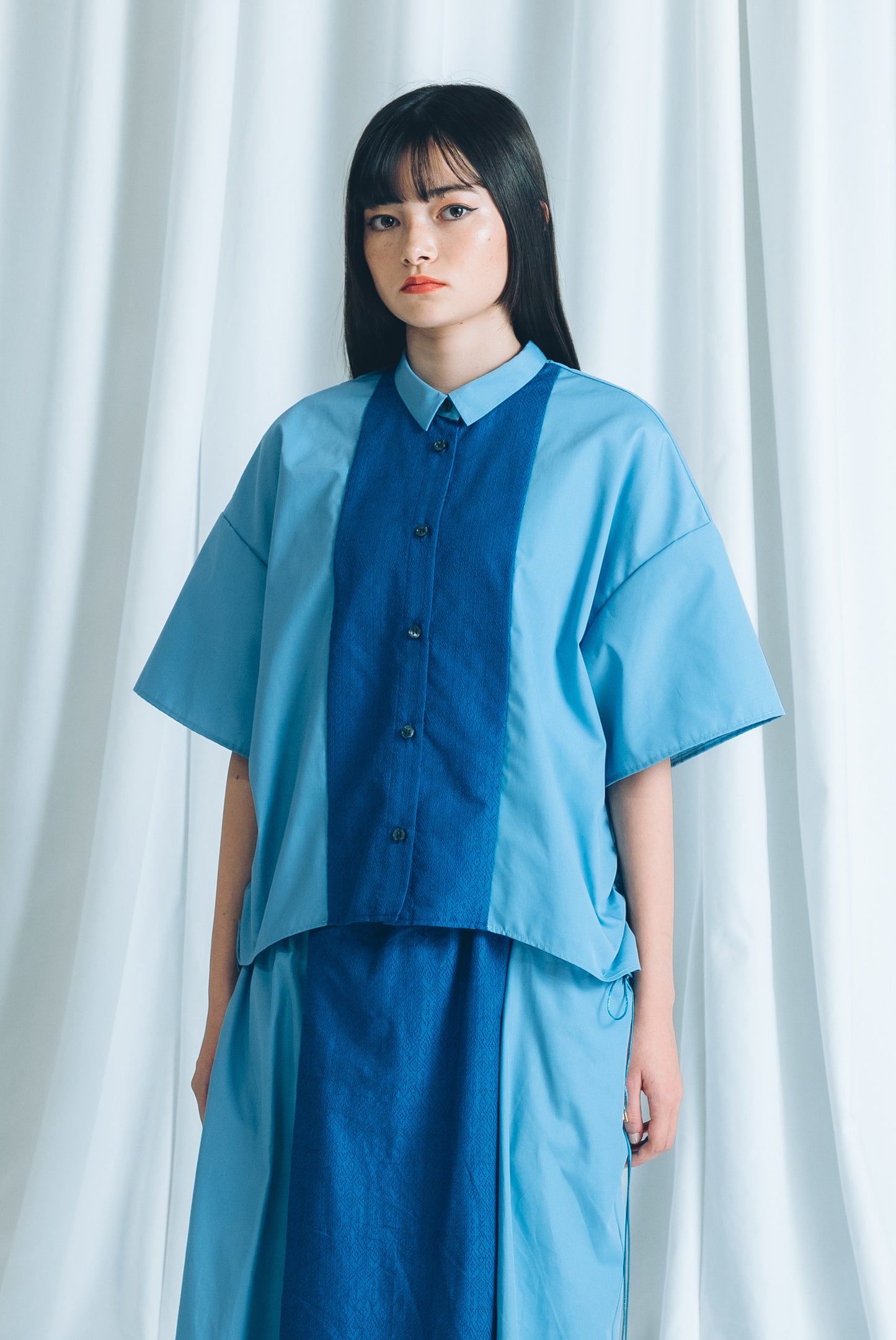 【YOAKE】 ドロストシャツ(Blue)