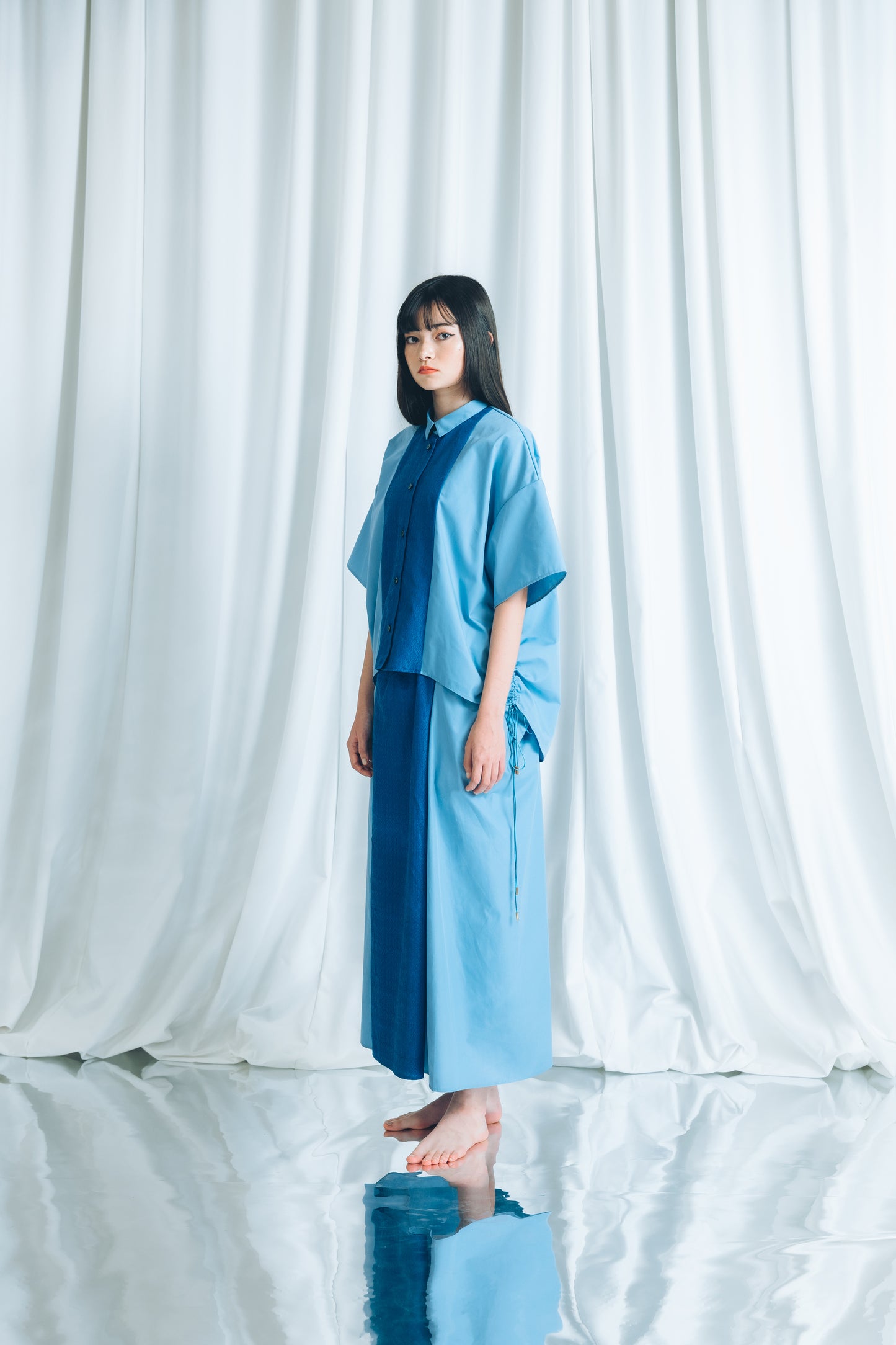 【YOAKE】 ドロストシャツ(Blue)