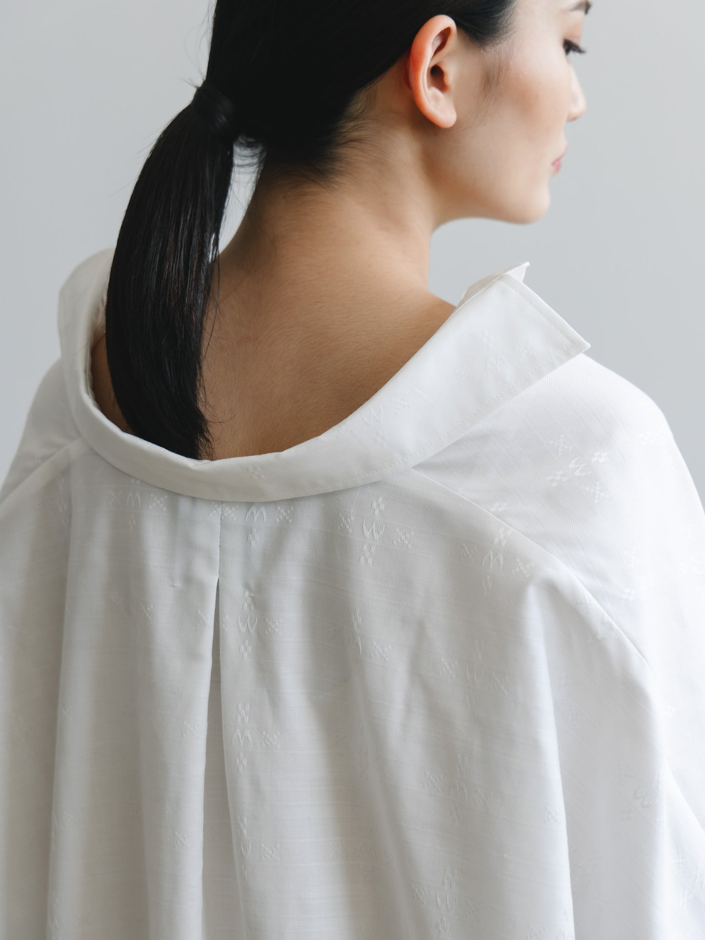【YOAKE】2WAY長袖シャツチュニック (White×Gray)