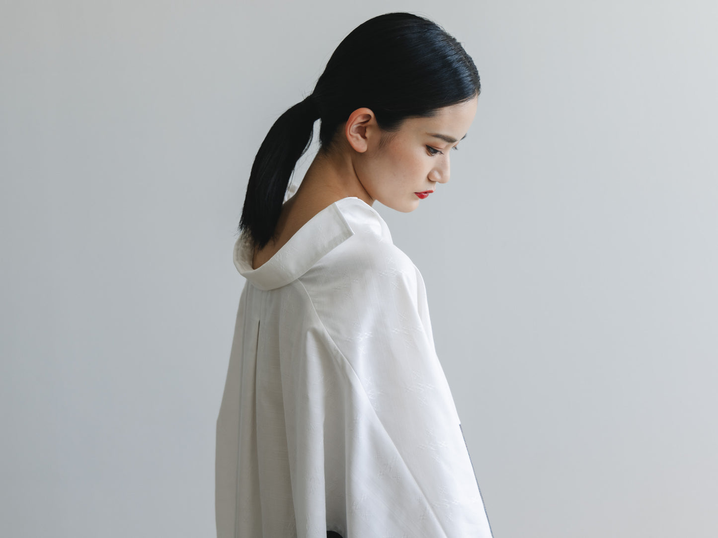 【YOAKE】2WAY長袖シャツチュニック (White×Gray)