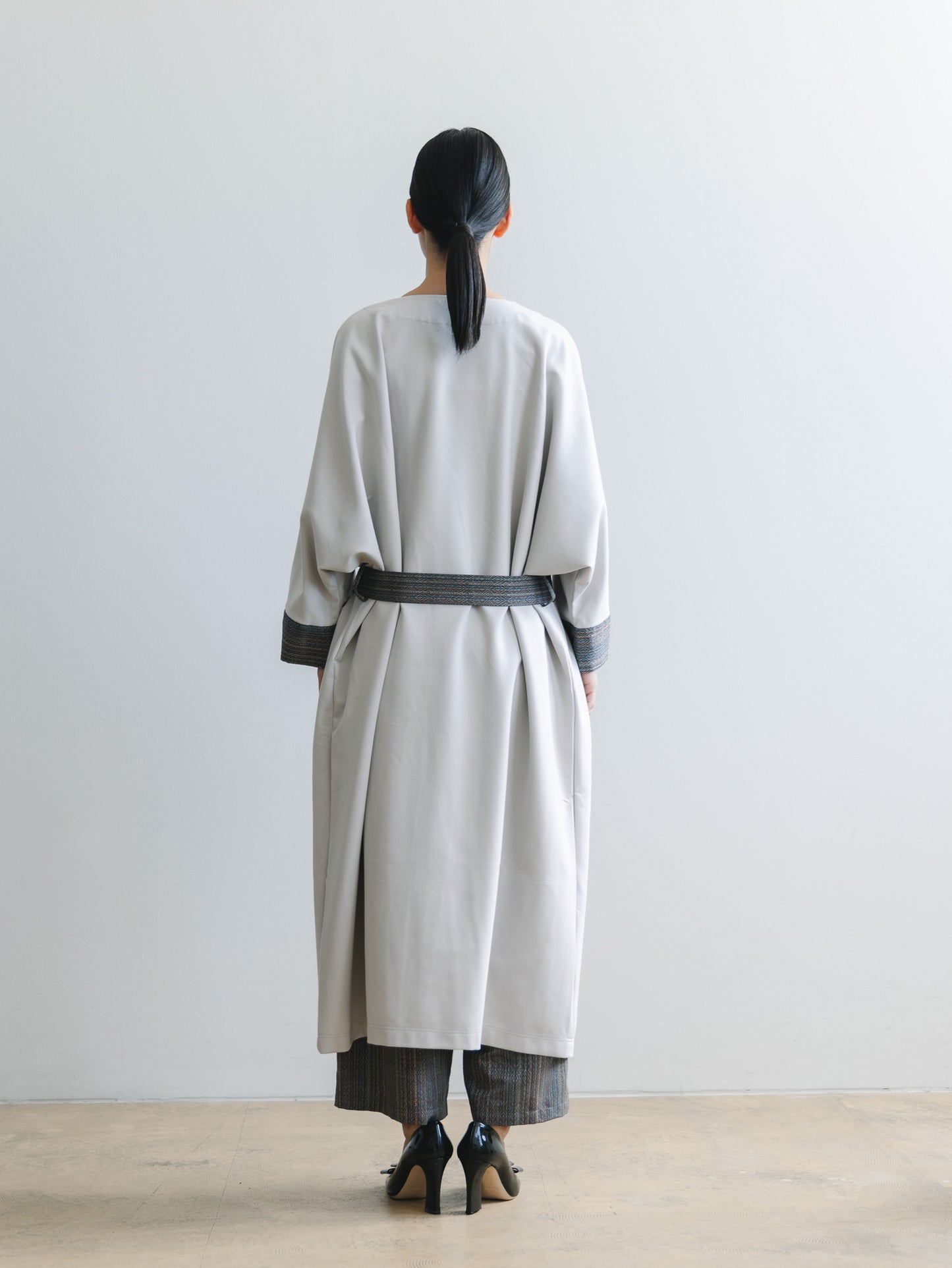 【YOAKE】ロングカーディガン(Gray×White)