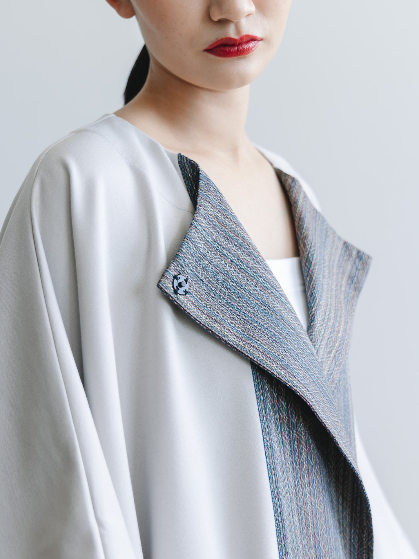【YOAKE】ロングカーディガン(Gray×White)