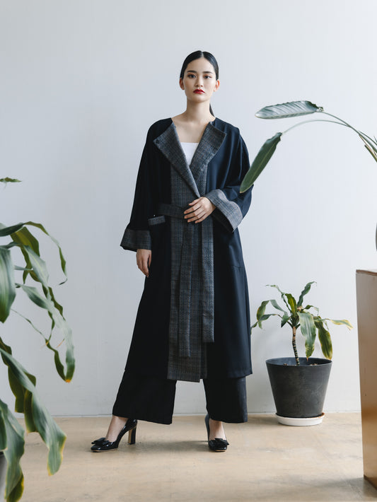 【YOAKE】ロングカーディガン(Black×Black)