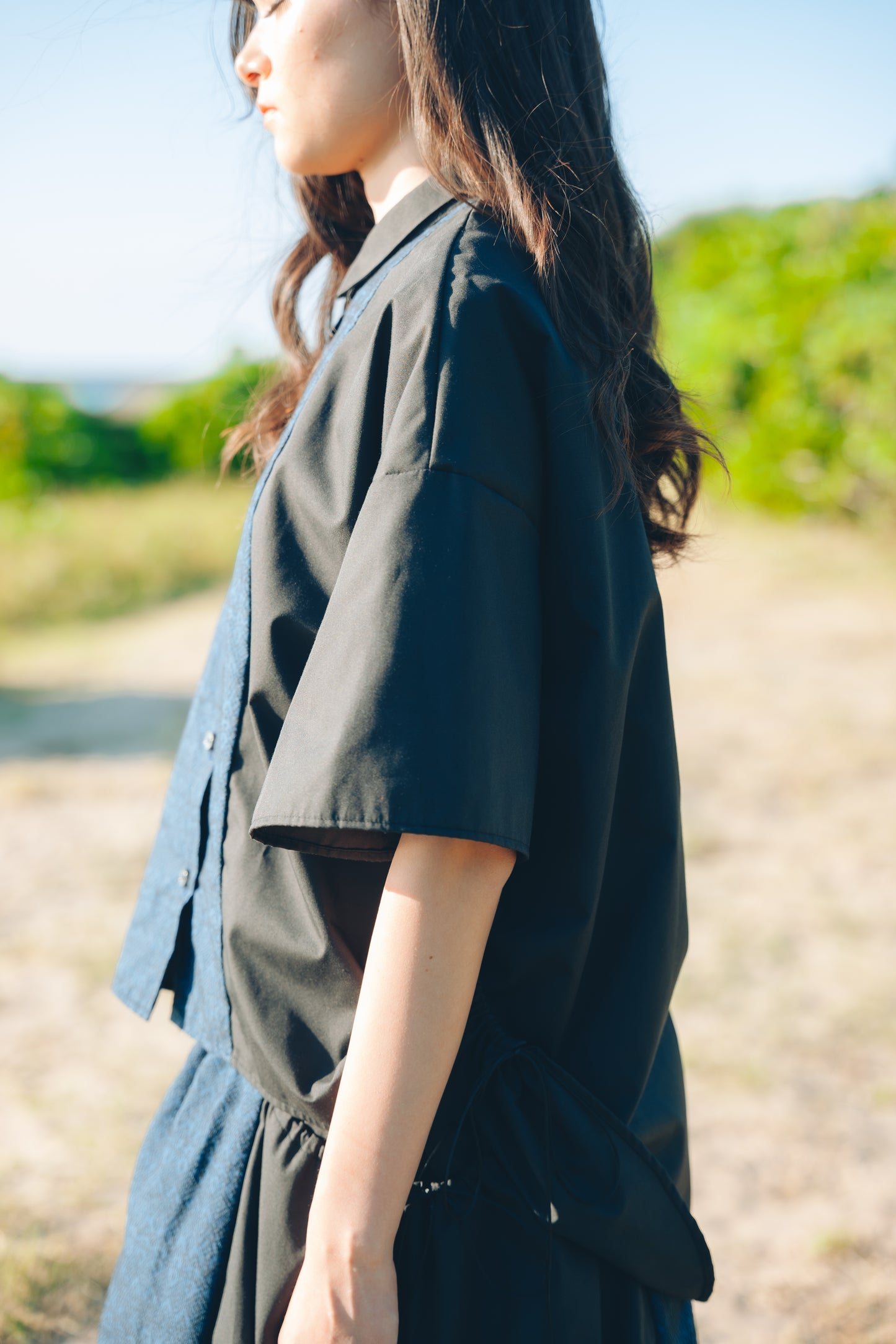 【YOAKE】 ドロストシャツ(Black)