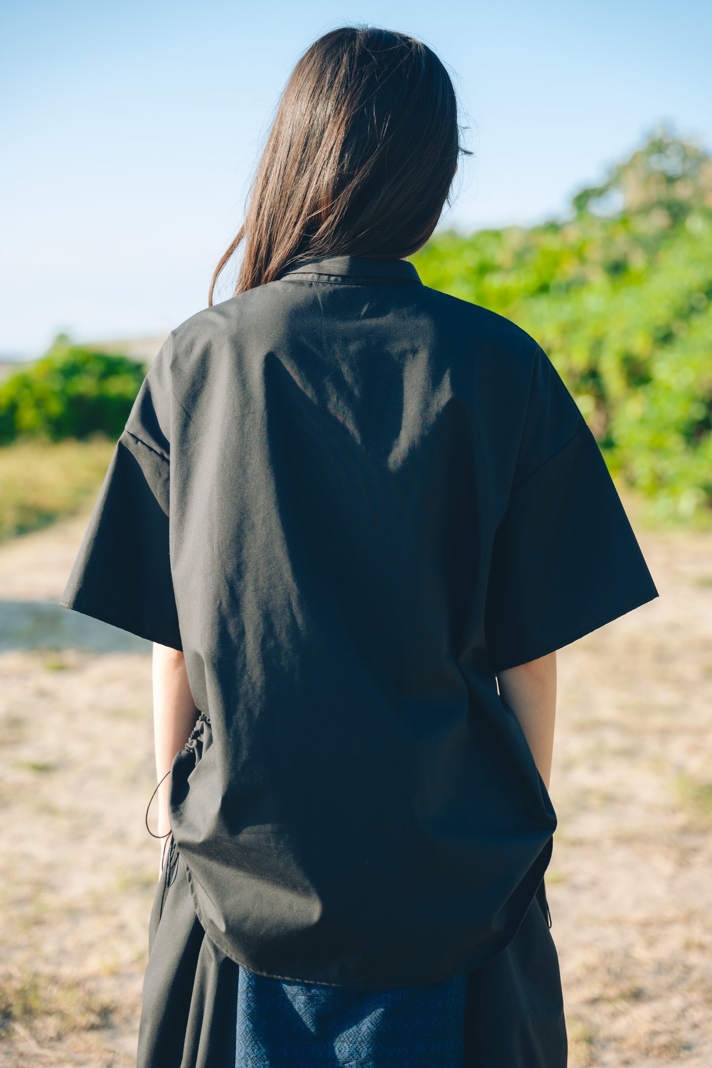 【YOAKE】 ドロストシャツ(Black)