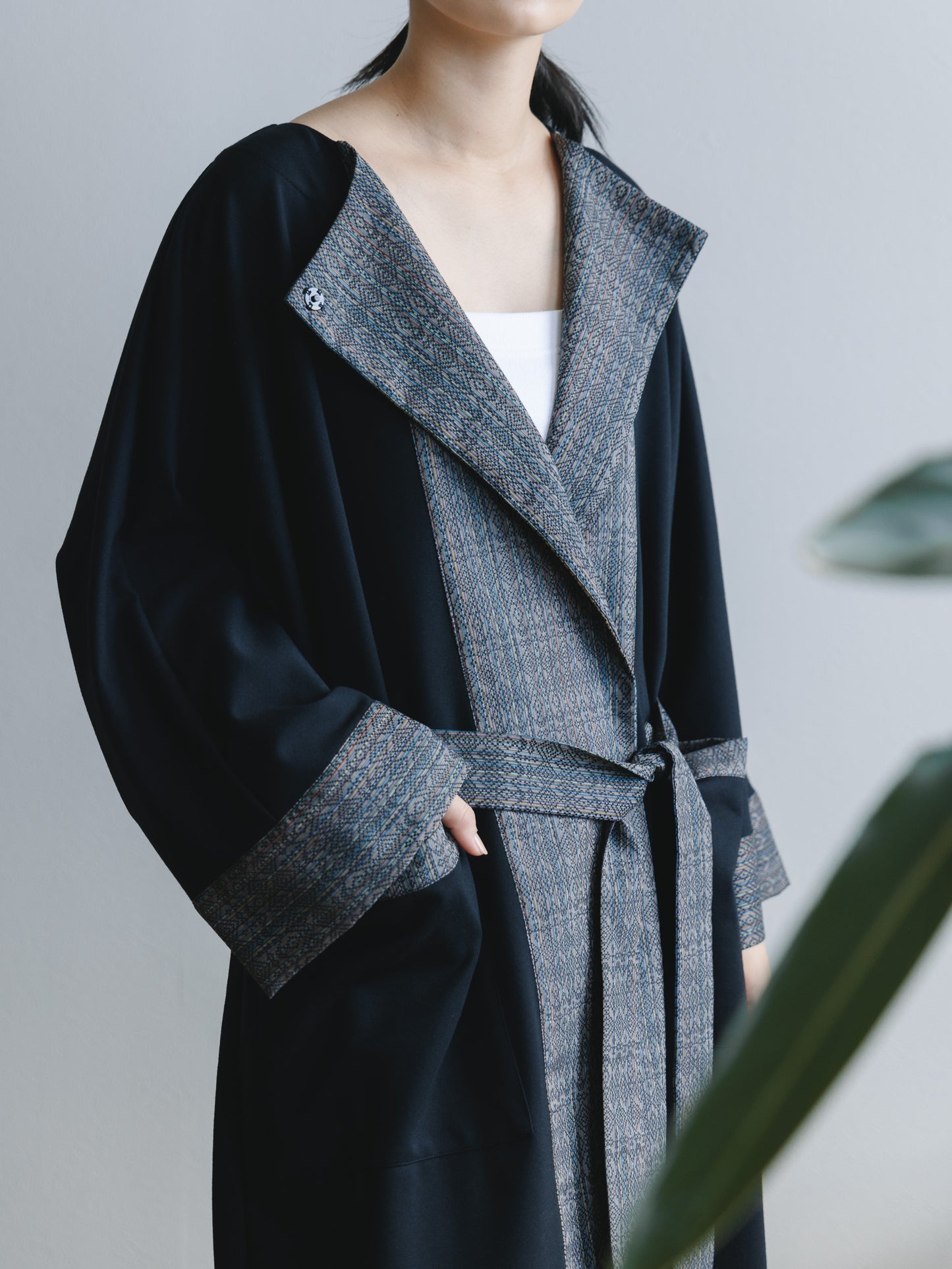 【YOAKE】ロングカーディガン(Black×Black)