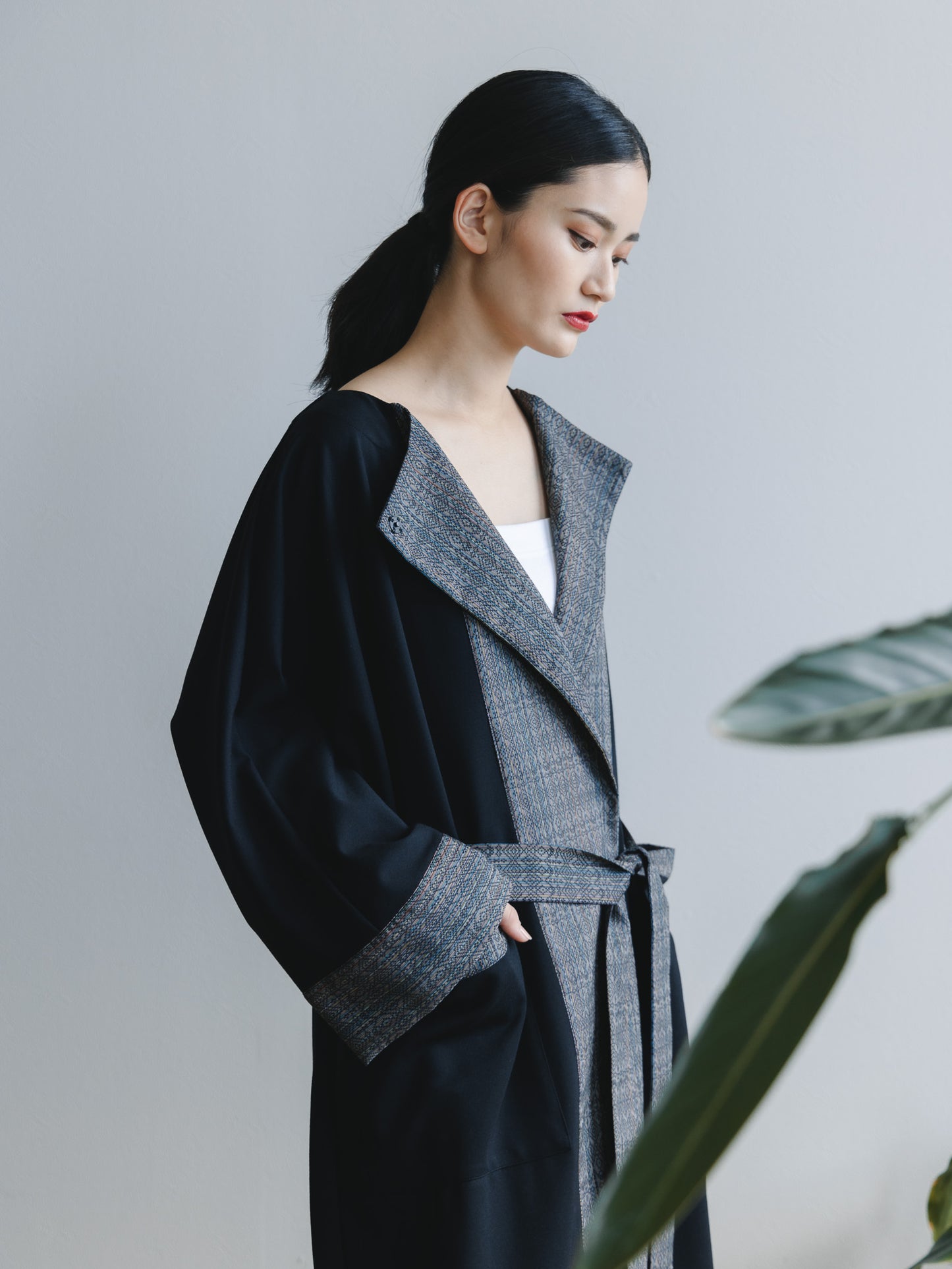【YOAKE】ロングカーディガン(Black×Black)