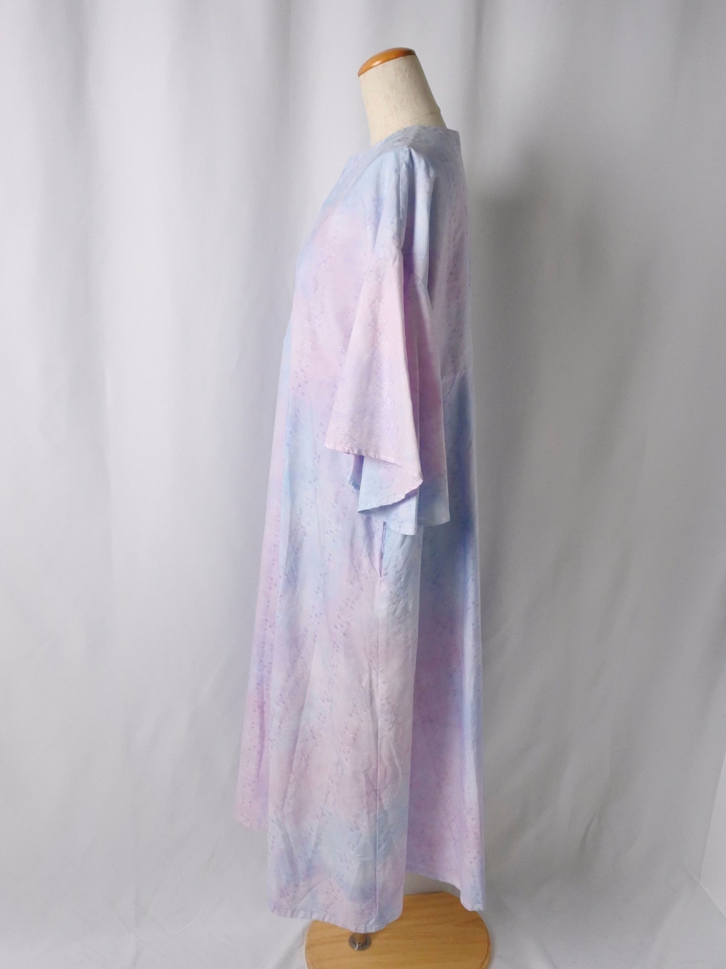 【YOAKE】フレア袖ワンピース(Pink×Saxe blue)