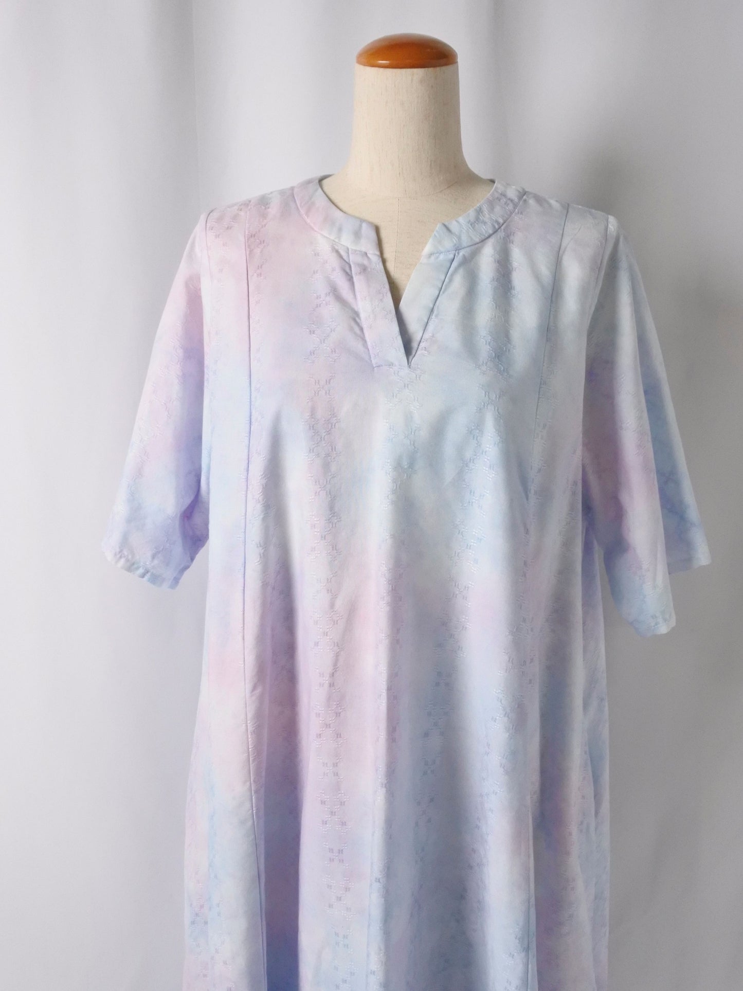 【YOAKE】キーネックワンピース( Pink×Saxe blue)
