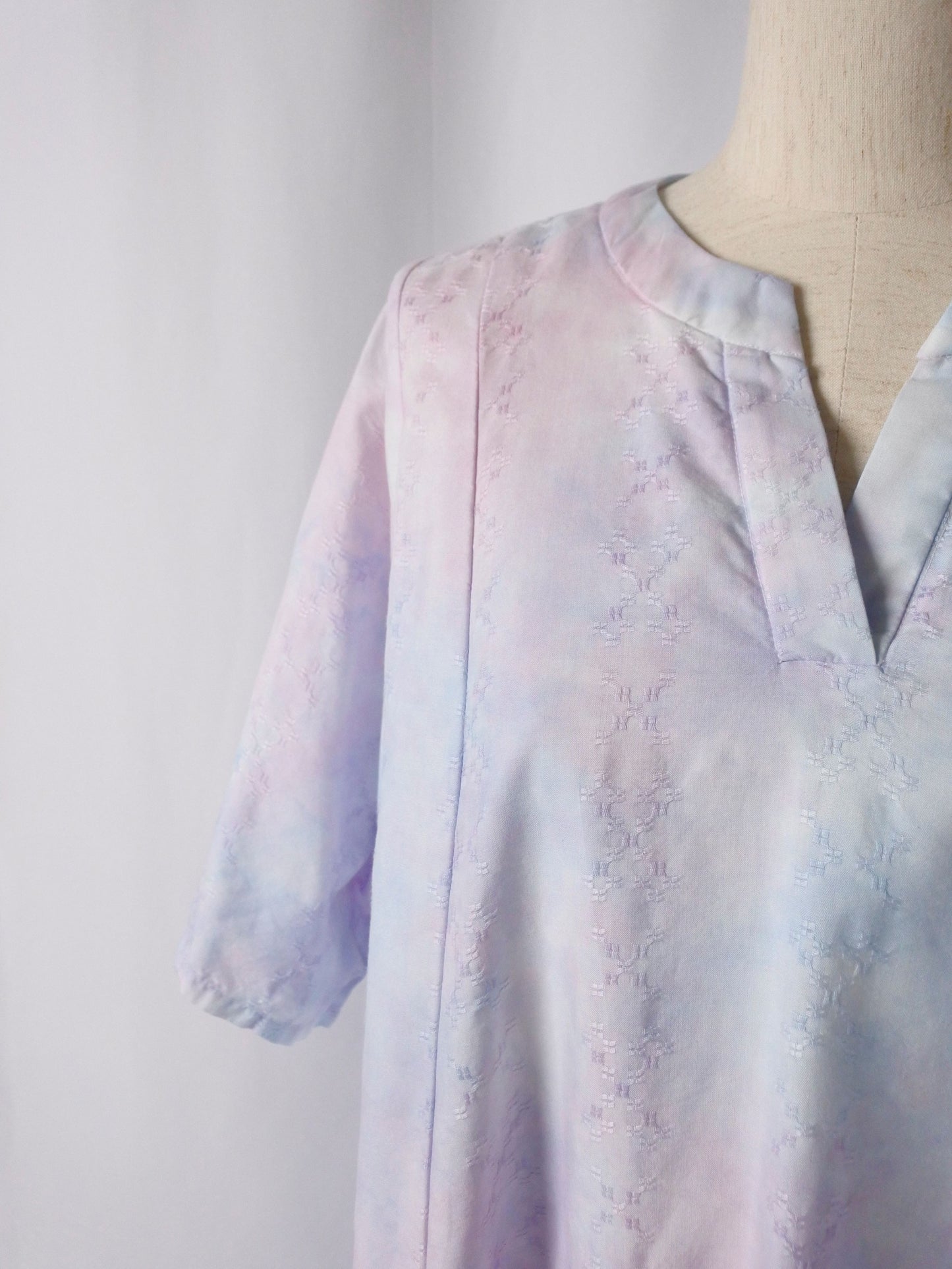 【YOAKE】キーネックワンピース( Pink×Saxe blue)