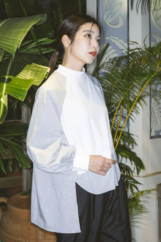 【YOAKE】ミニ裏毛切替チュニック (White)