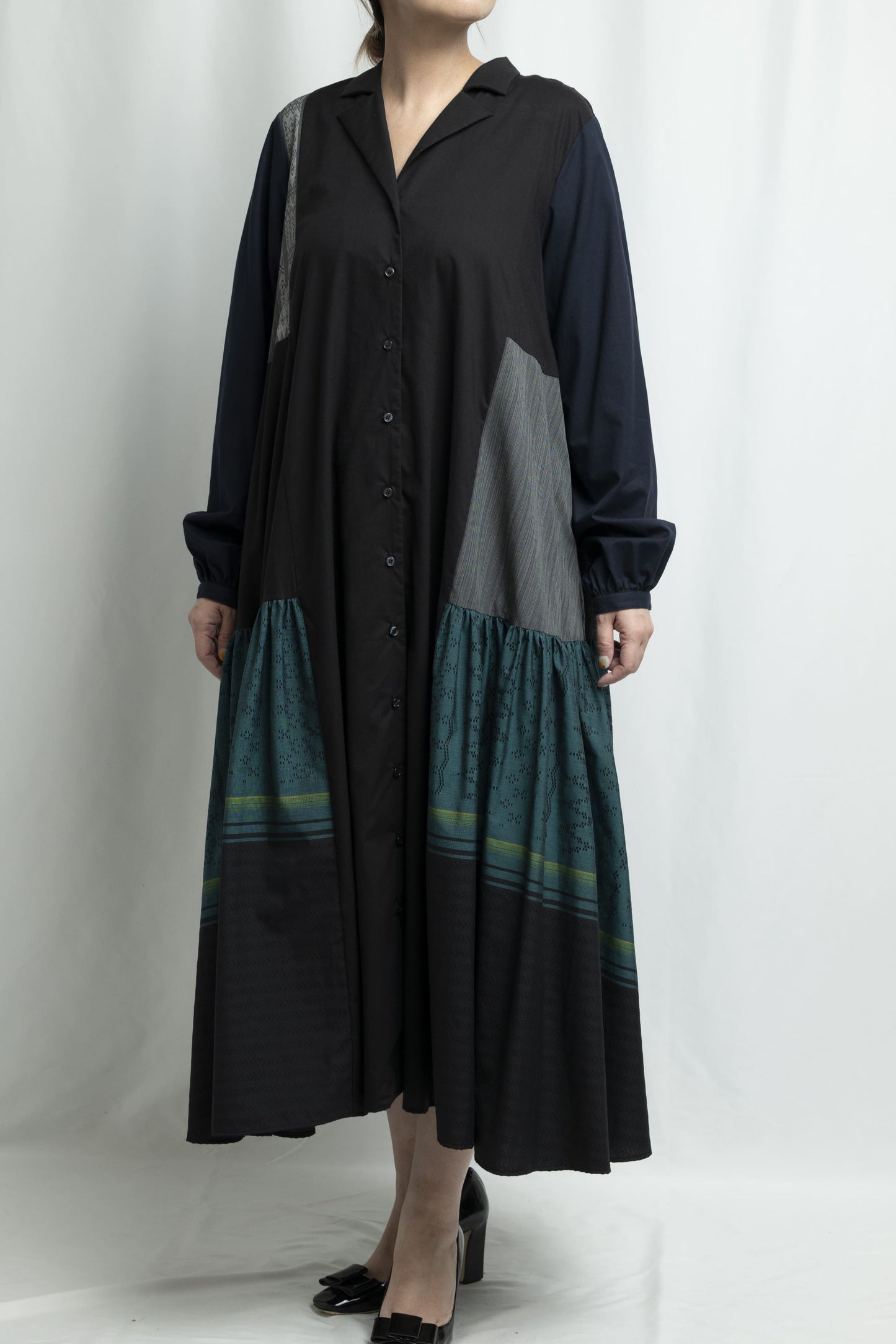【YOAKE】シャツワンピース (Black)