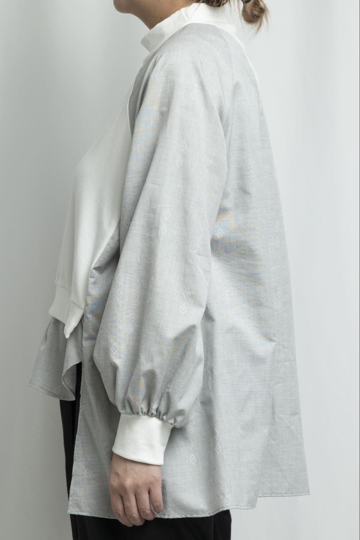 【YOAKE】ミニ裏毛切替チュニック (White)