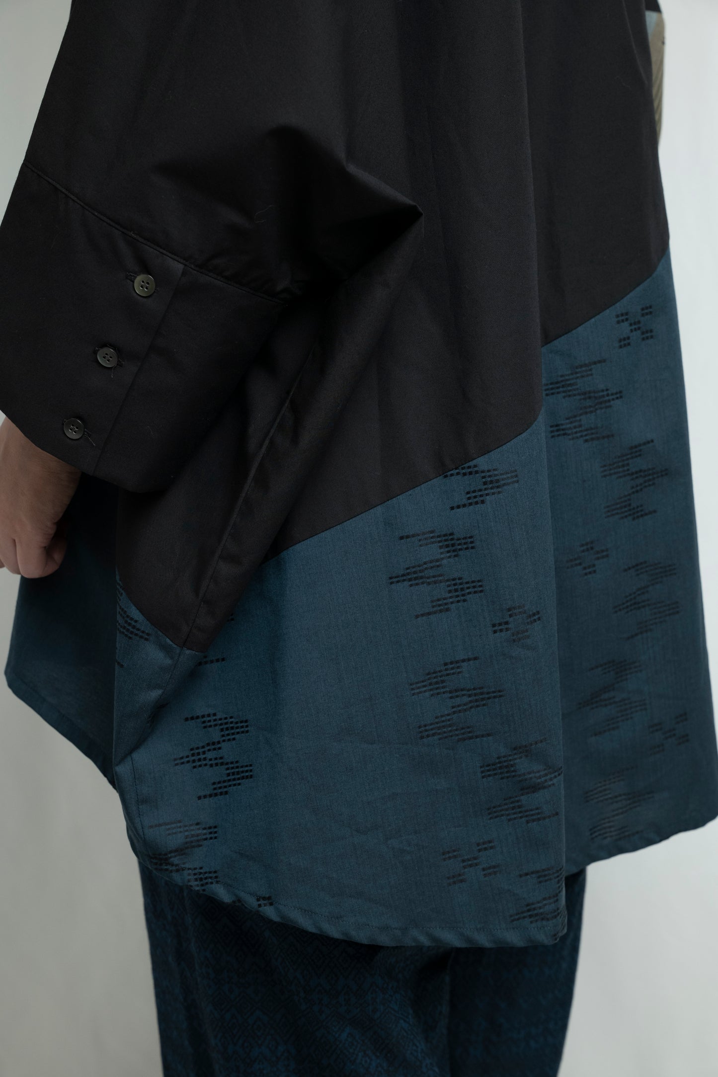 【YOAKE】切替シャツ (Black×Navy)