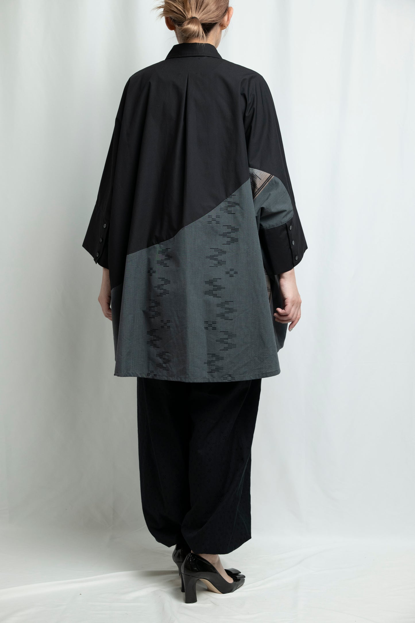 【YOAKE】切替シャツ (Black×Gray)