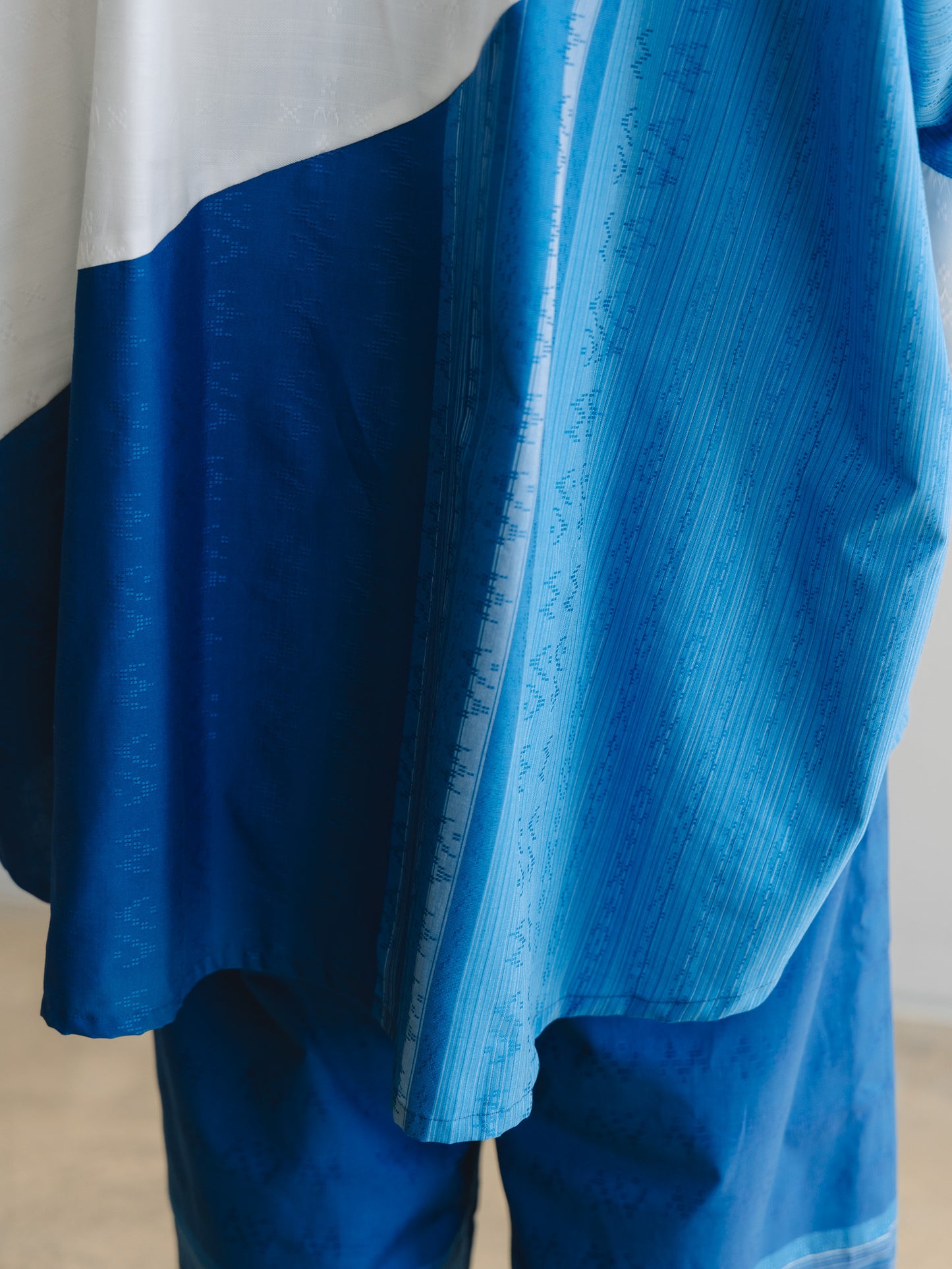 【YOAKE】2WAY長袖シャツチュニック (White×Blue)