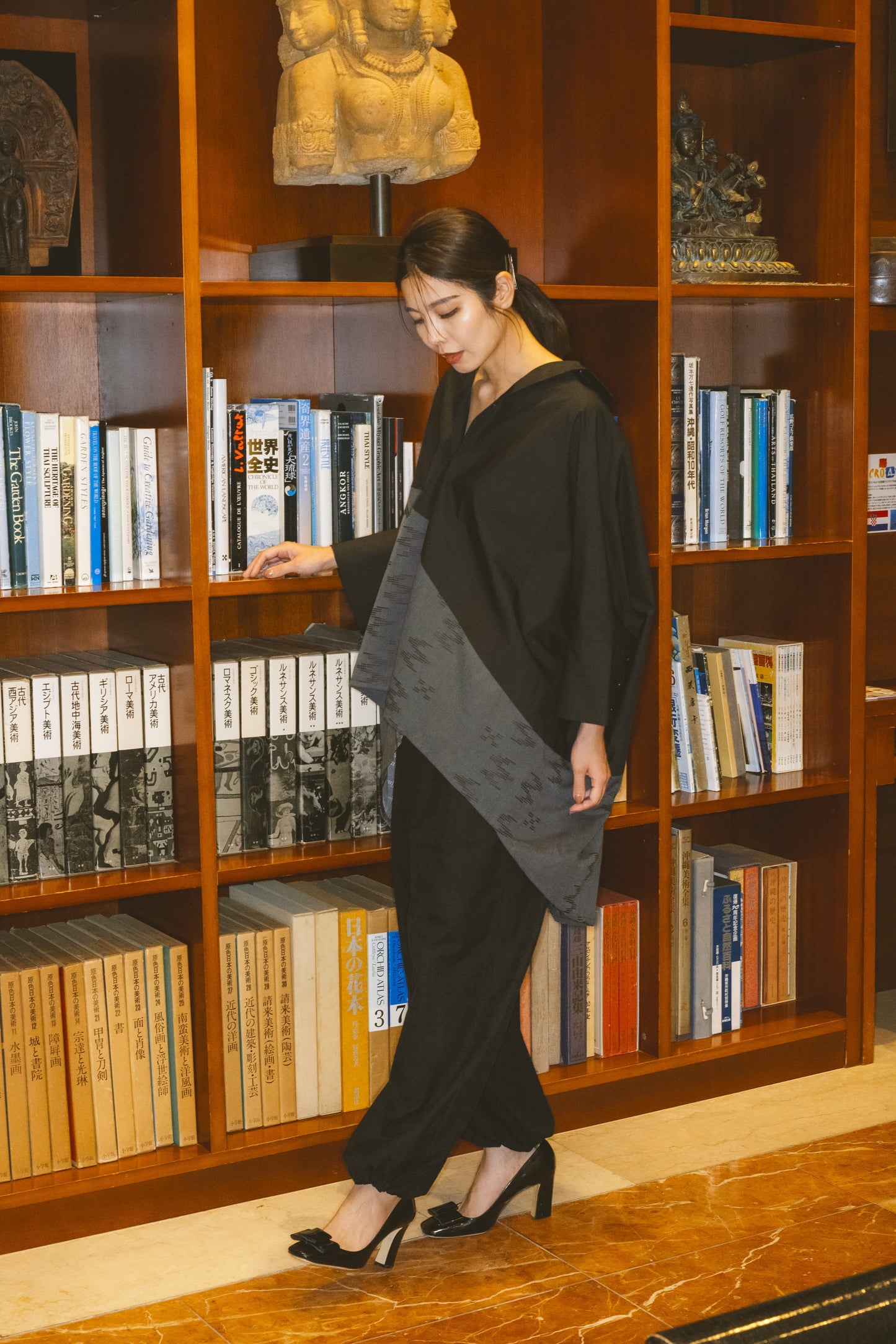 【YOAKE】切替シャツ (Black×Gray)