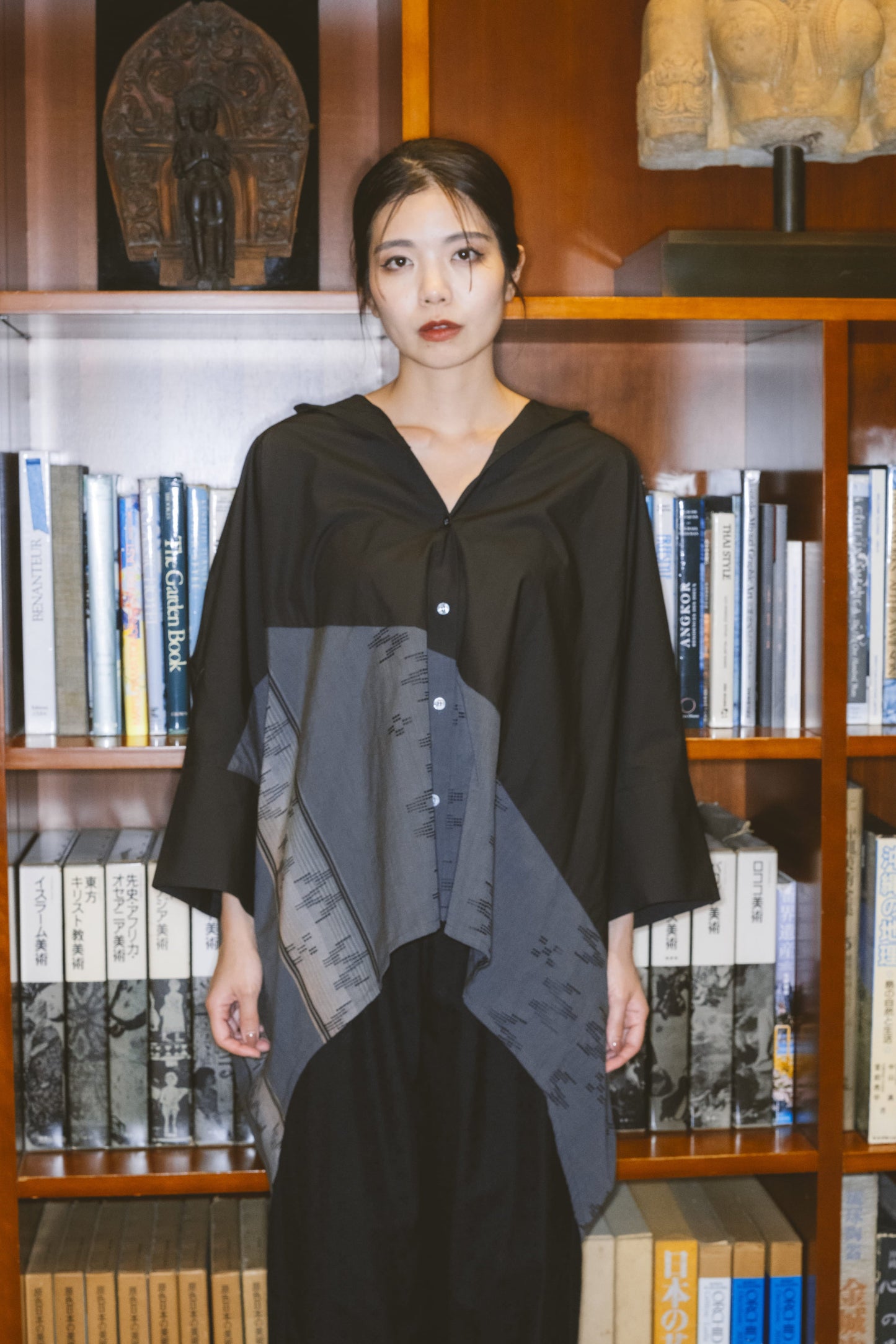 【YOAKE】切替シャツ (Black×Gray)