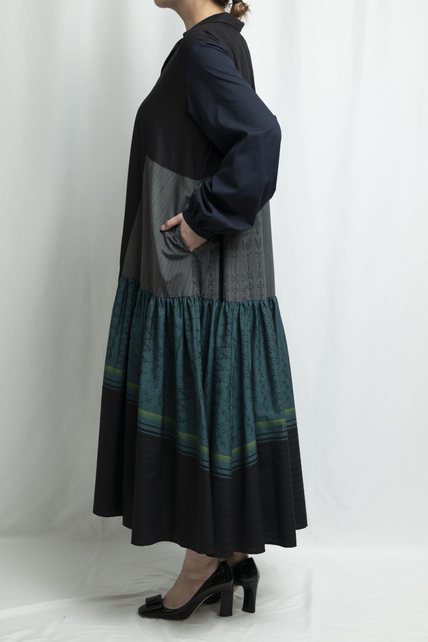 【YOAKE】シャツワンピース (Black)