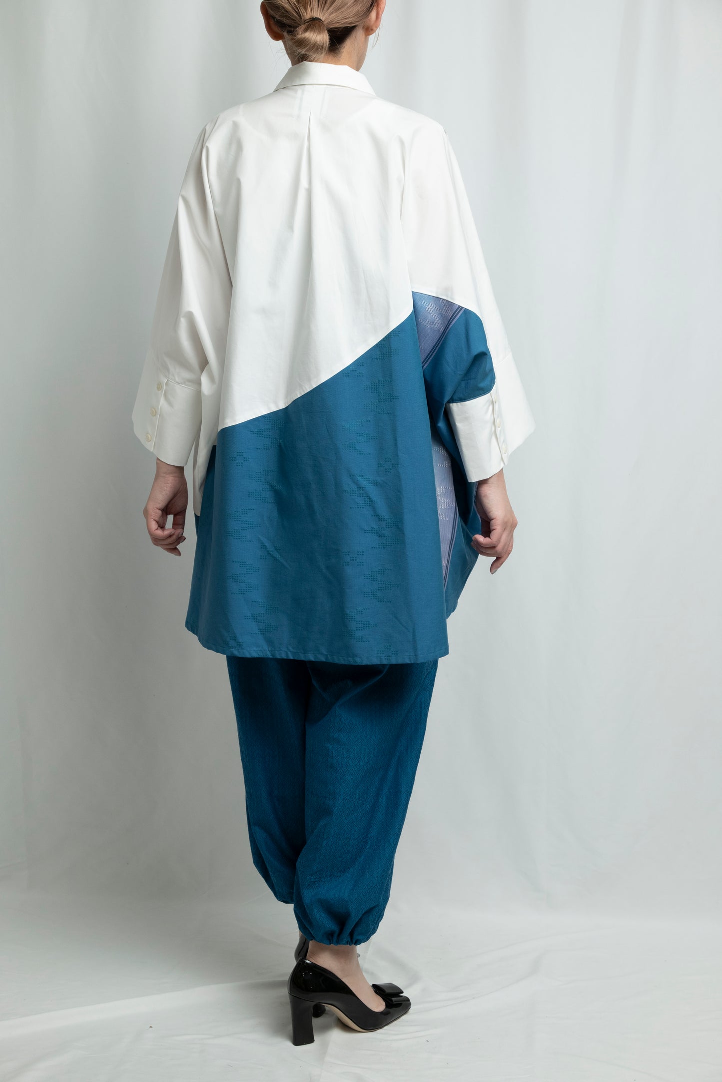 【YOAKE】切替シャツ (White×Blue)