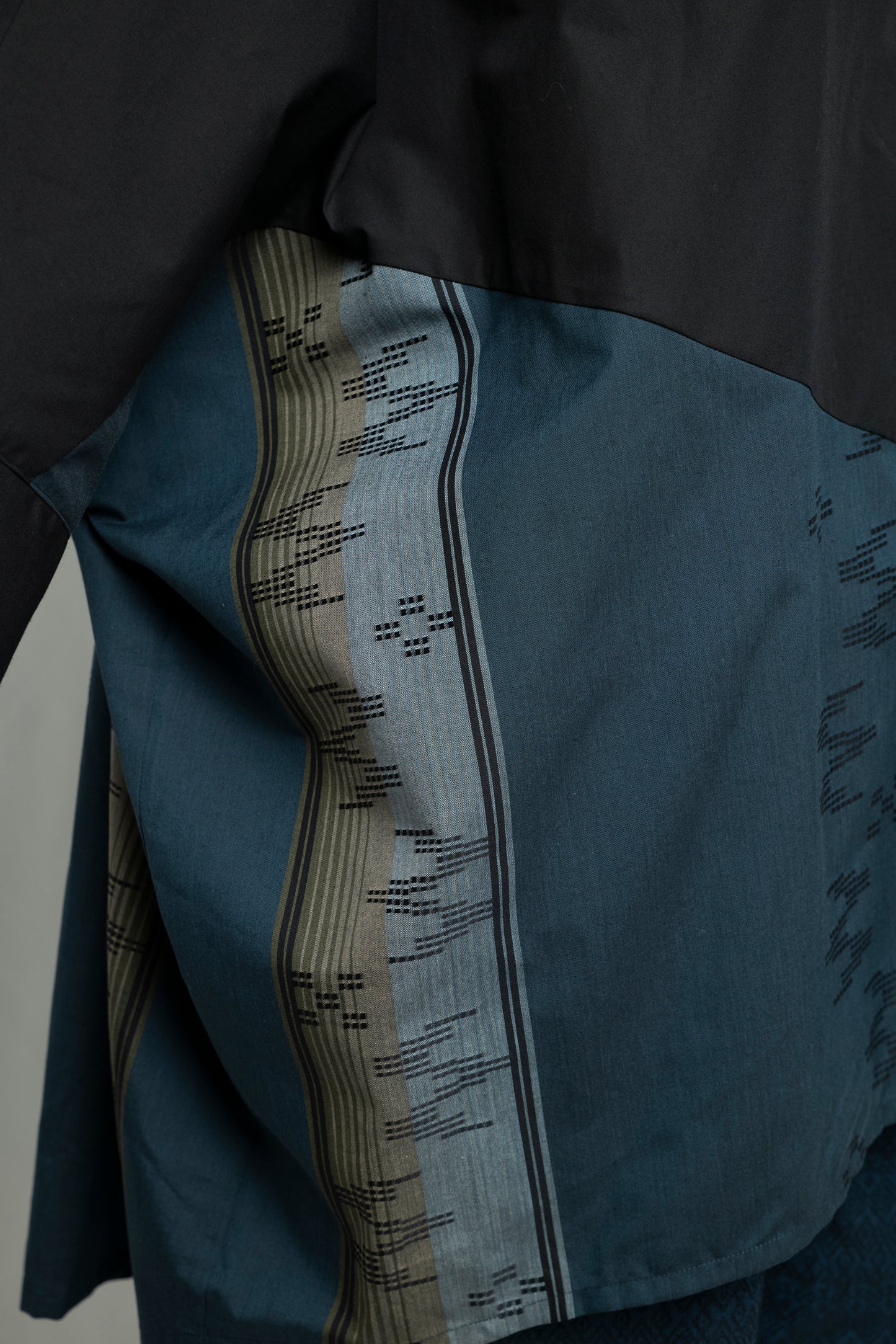 【YOAKE】切替シャツ (Black×Navy)