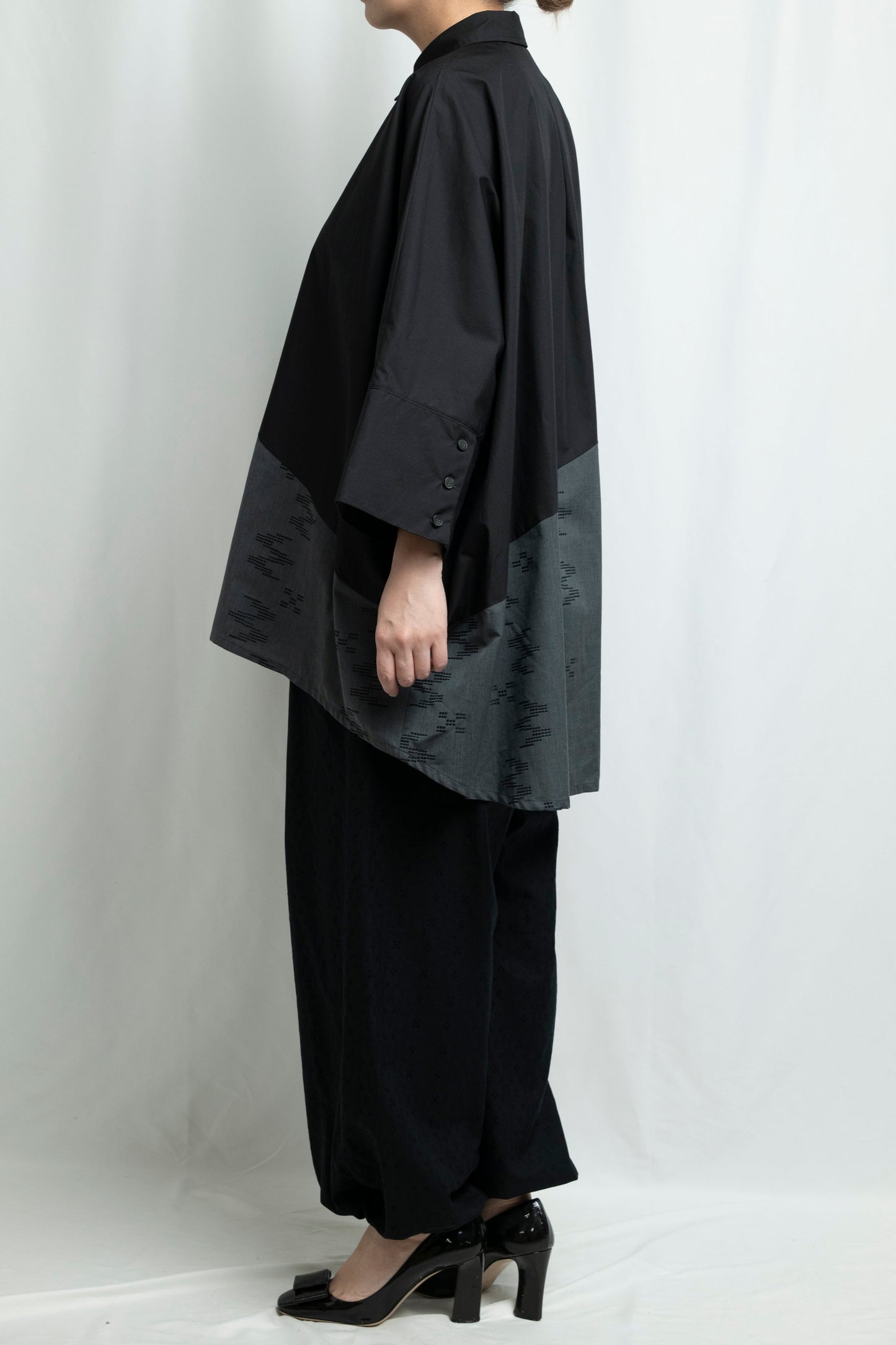 【YOAKE】切替シャツ (Black×Gray)
