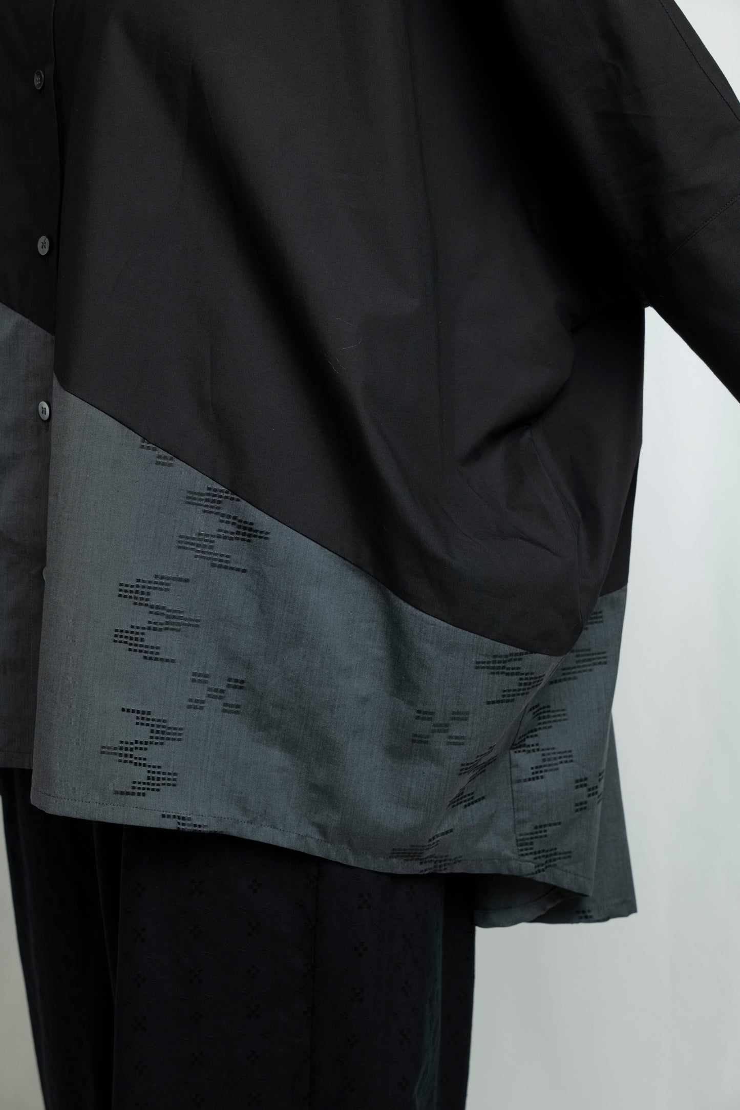 【YOAKE】切替シャツ (Black×Gray)